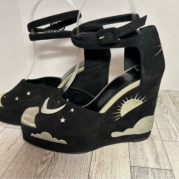Hermes Tournis wedge sandals black celestial witch Halloween size 38 RARE - Picture 6 of 16